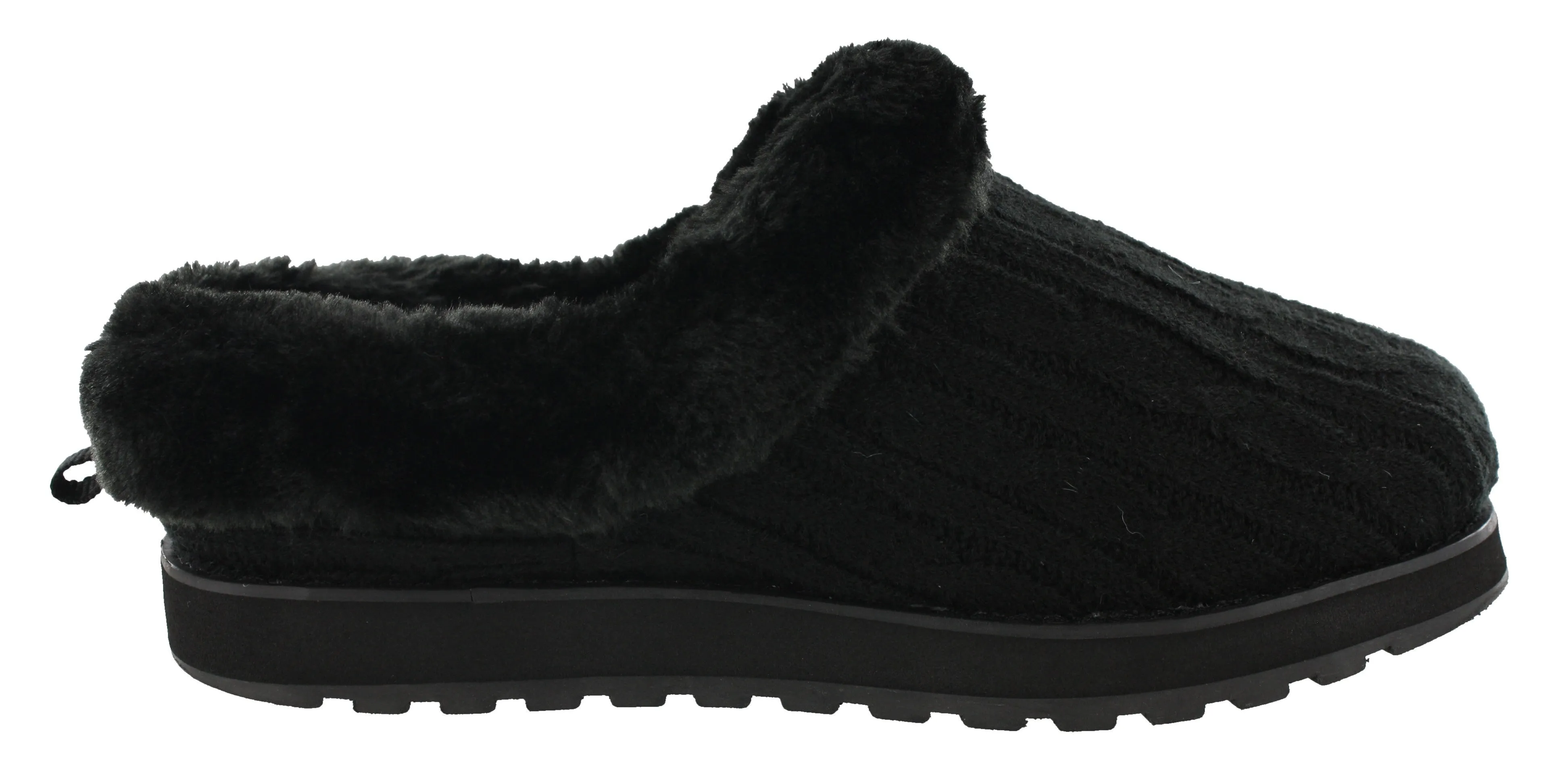 Skechers Women Wide Width Furry Cozy Open Back Slippers Ice Angel