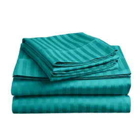 soft stripe microfibre sheet set king single teal