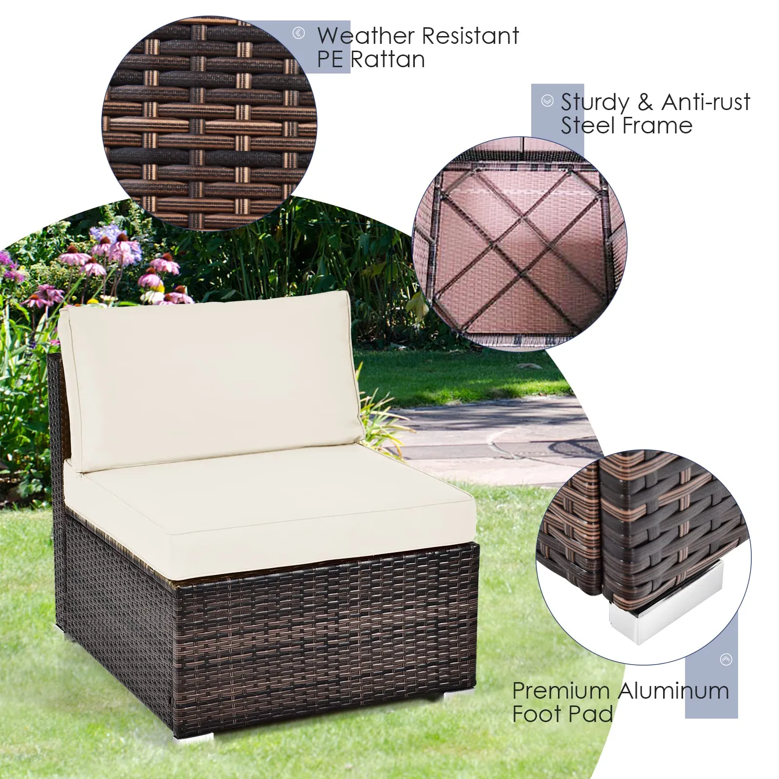 Tangkula 7 Pieces Patio Furniture Set with 50,000 BTU Fire Pit Table, Outdoor PE Wicker Conversation Sofa Set with Cushions