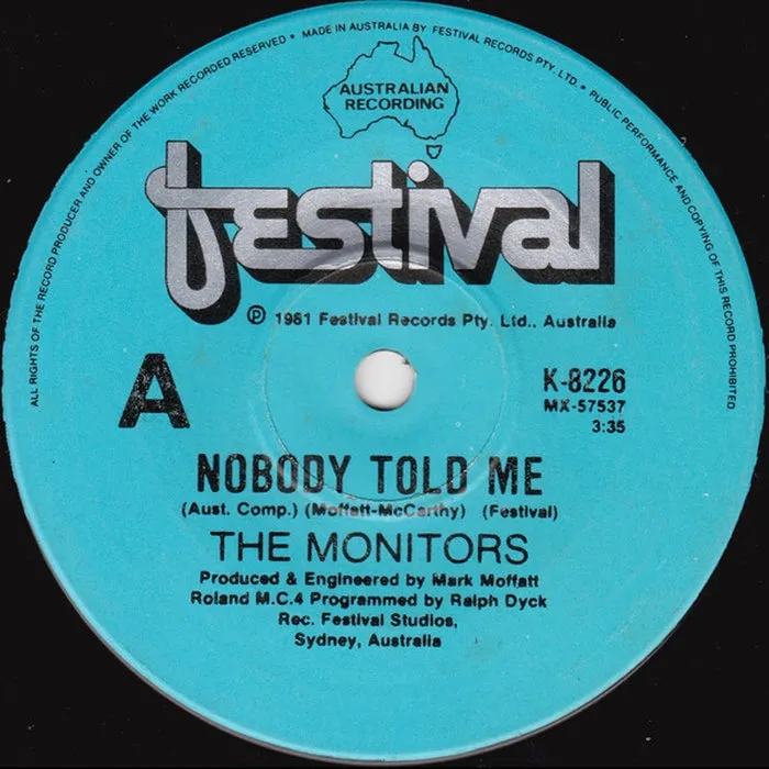 The Monitors – Nobody Told Me (VG /Generic)