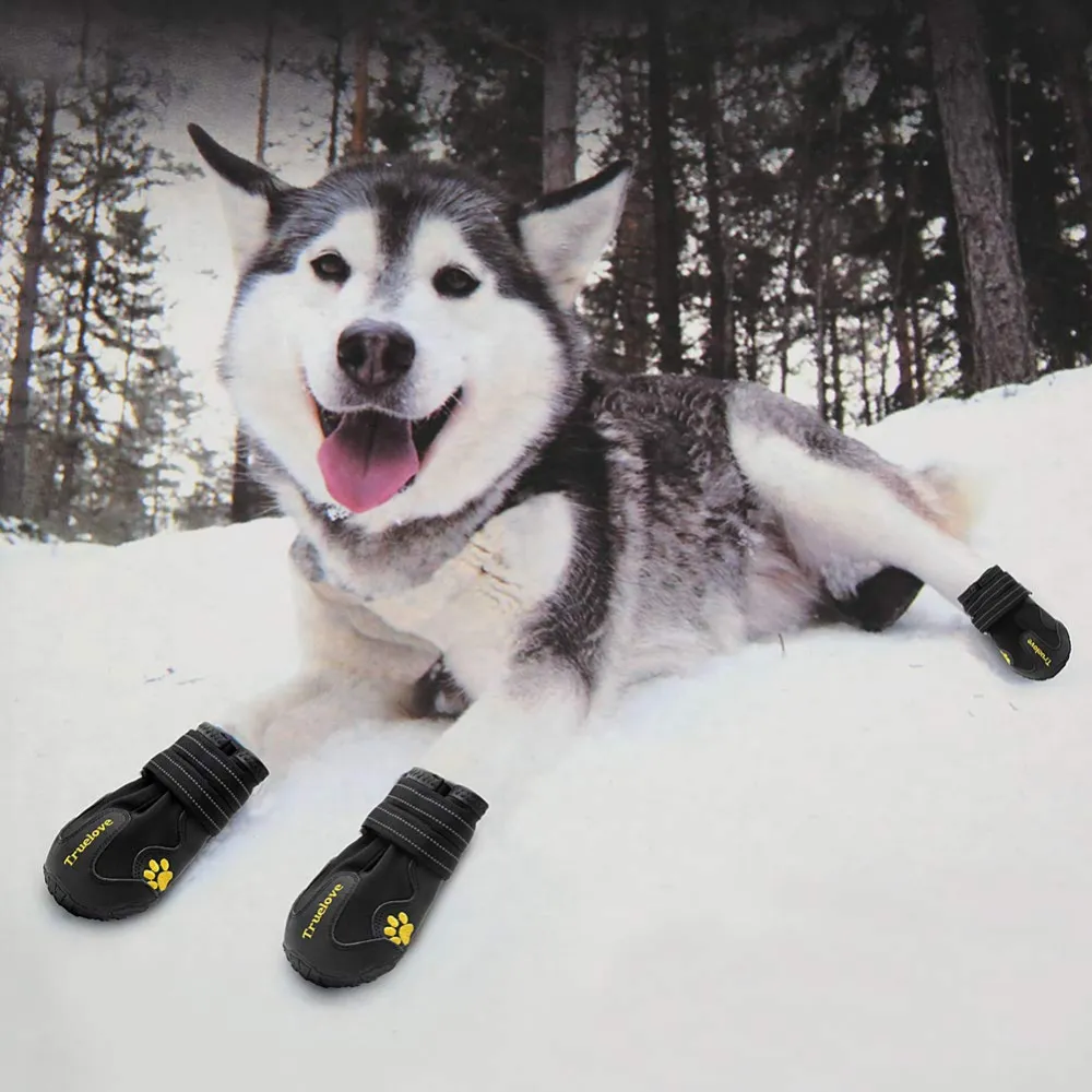 Truelove Waterproof Pet Boots for Dogs (Black, Set of 4)