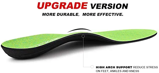 Walk-Hero | Thin and Cushioning Shoe Insoles | High Arch | Green