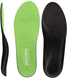 Walk-Hero | Thin and Cushioning Shoe Insoles | High Arch | Green