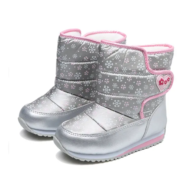 Winter Little Kids Outdoor Snowflake Fleece Lining Boots-3 Colors