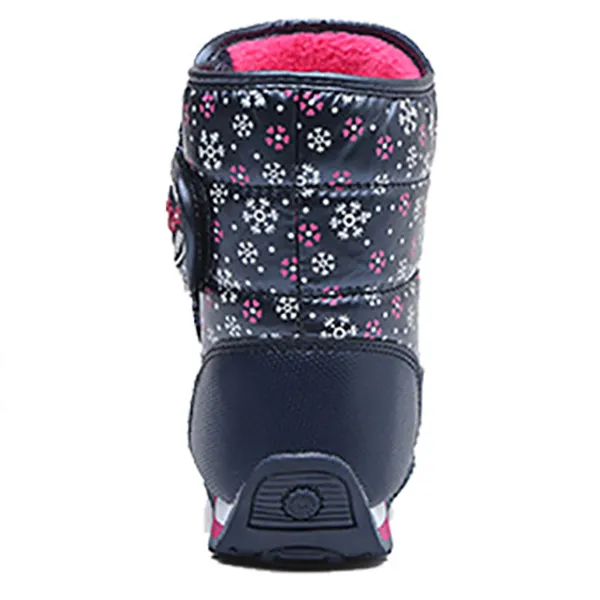 Winter Little Kids Outdoor Snowflake Fleece Lining Boots-3 Colors