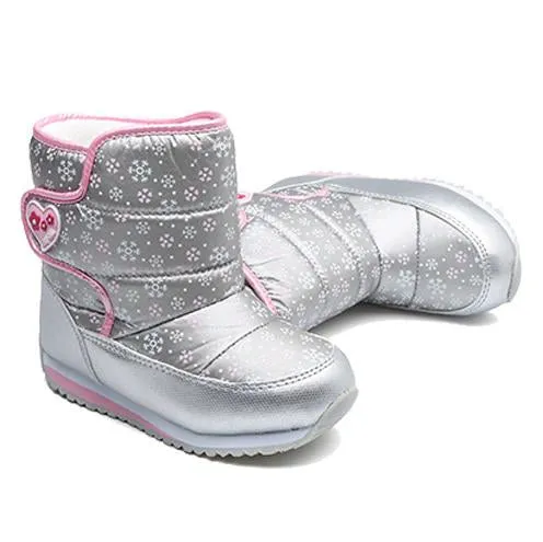 Winter Little Kids Outdoor Snowflake Fleece Lining Boots-3 Colors