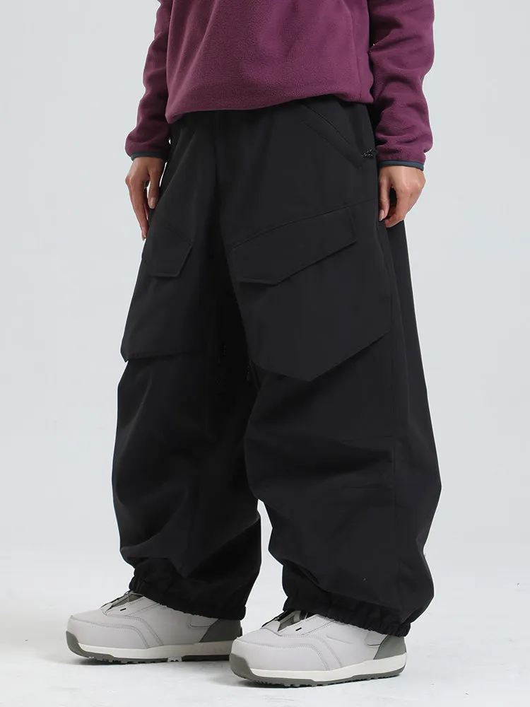 Women's Gsou Snow Urban Slope KneeFlex Cargo Pockets Baggy Snow Pants